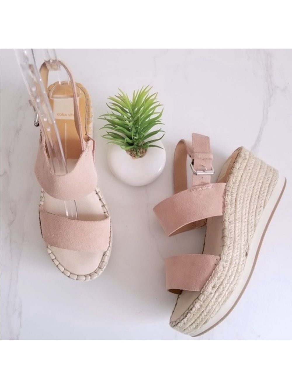 Dolce Vita Mauri Blush Suede Espadrille Wedge Sandals